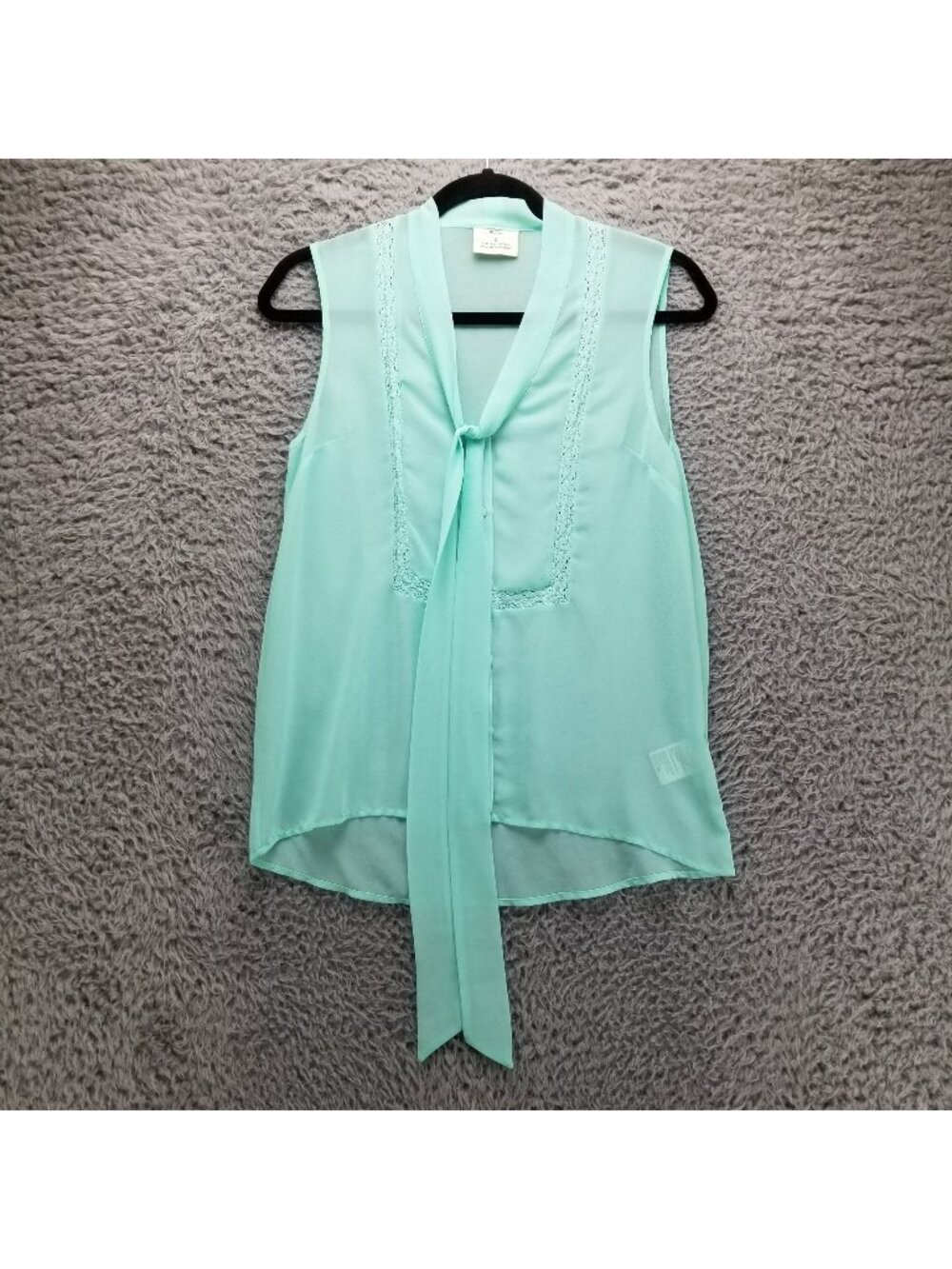Pins & Needles Shirt Womens Small Mint Green Tie Front Button Up Sheer Blouse